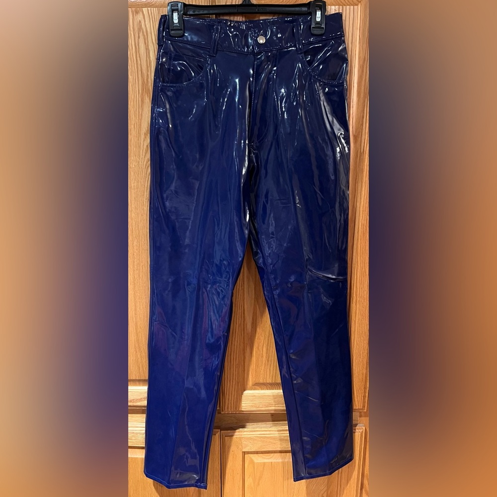 Pyro New York Y2K Violet Purple Vinyl Straight‎ Leg Pants Rave Style Size 28"